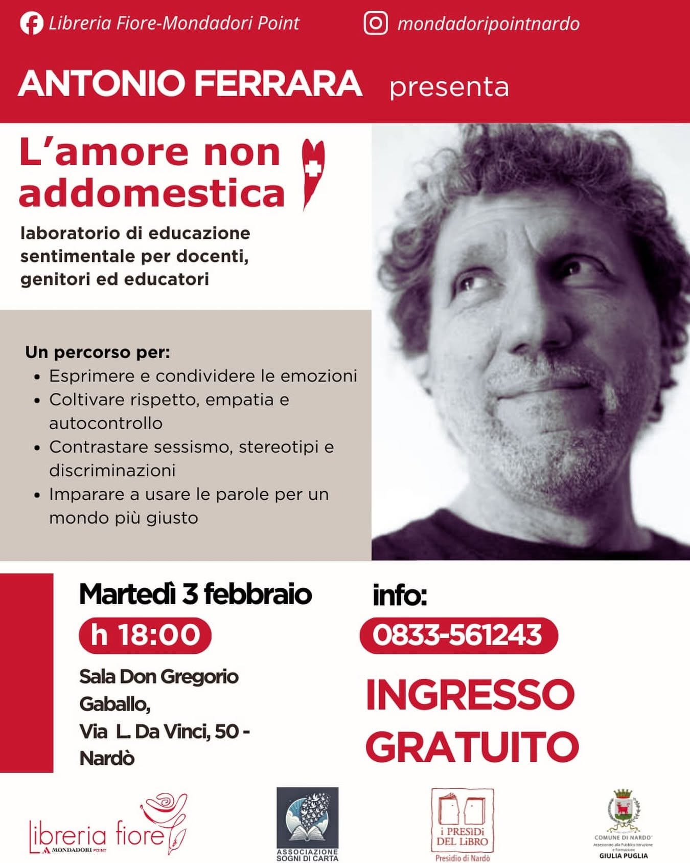 Locandina: L'amore non addomestica, corso di formazione con Antonio Ferrara
