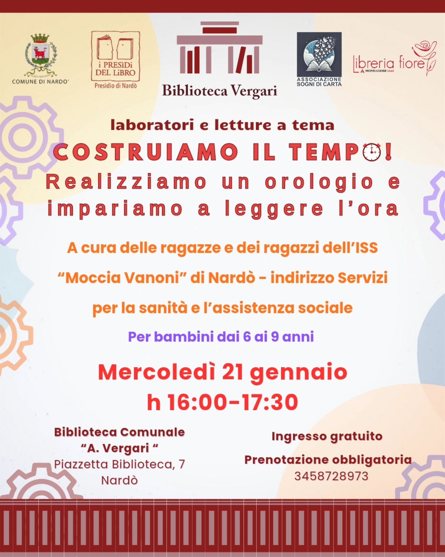 Locandina: Costruiamo il tempo, laboratorio per bambini
