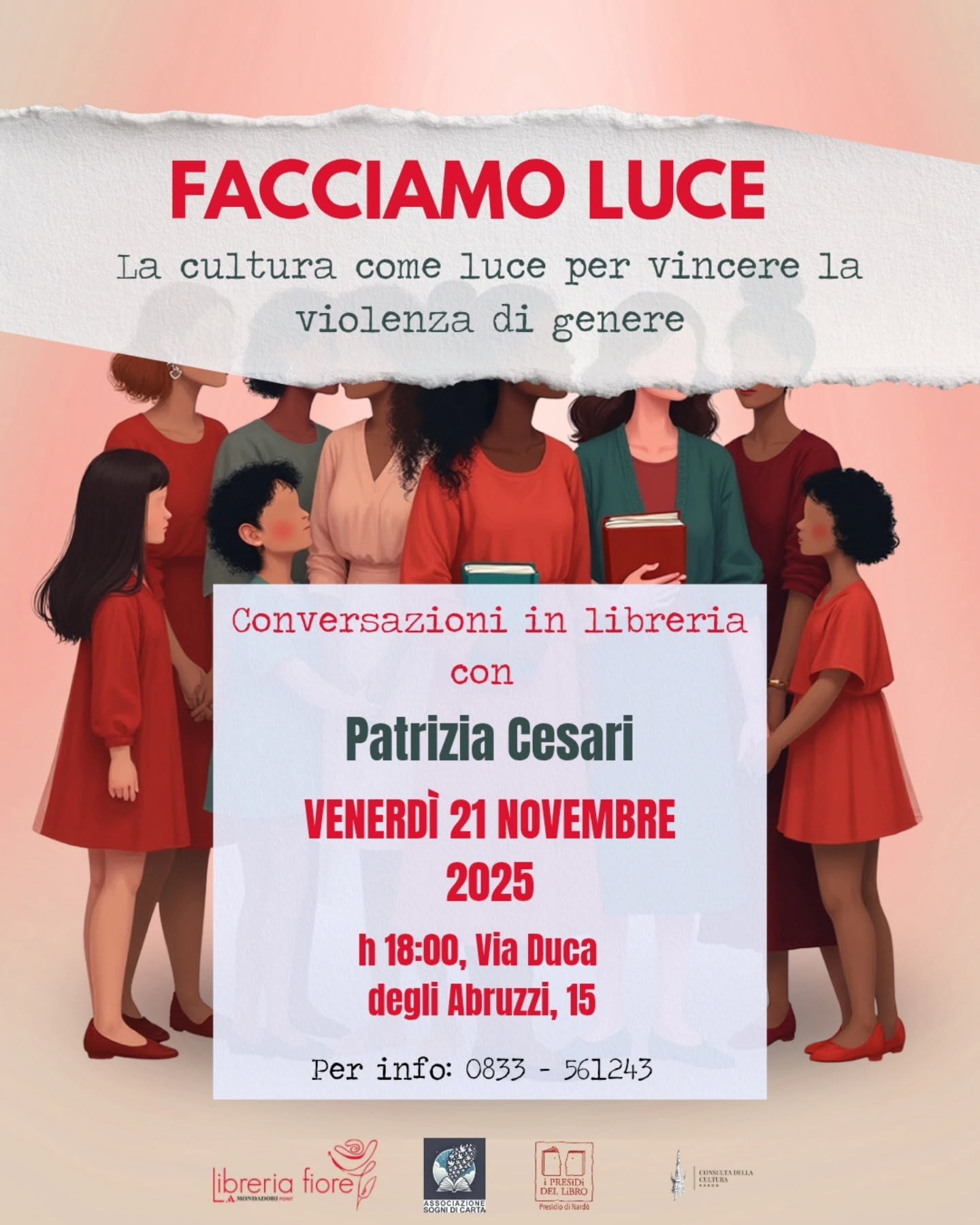 Locandina: Facciamo luce, incontro nella Giornata internazionale per l'eliminazione della violenza contro le donne