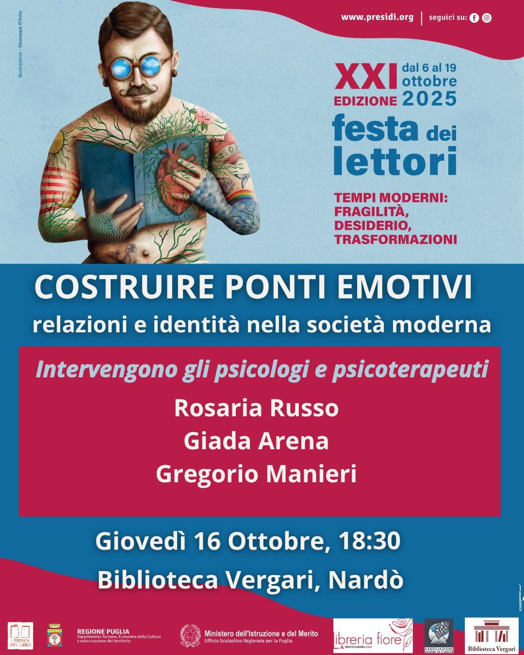 Locandina: Incontro di Psicologia alla Biblioteca Achille Vergari di Nardò