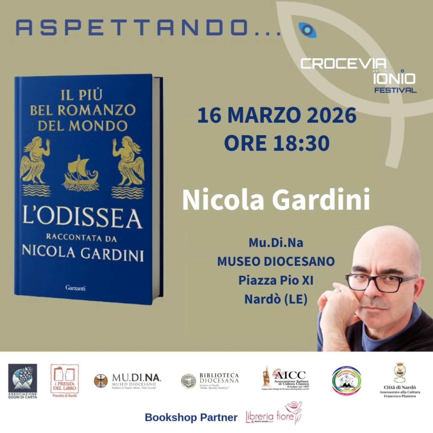 Locandina: Aspettando... Crocevia per lo Ionio Festival, Nicola Gardini presenta Il più bel romanzo del mondo