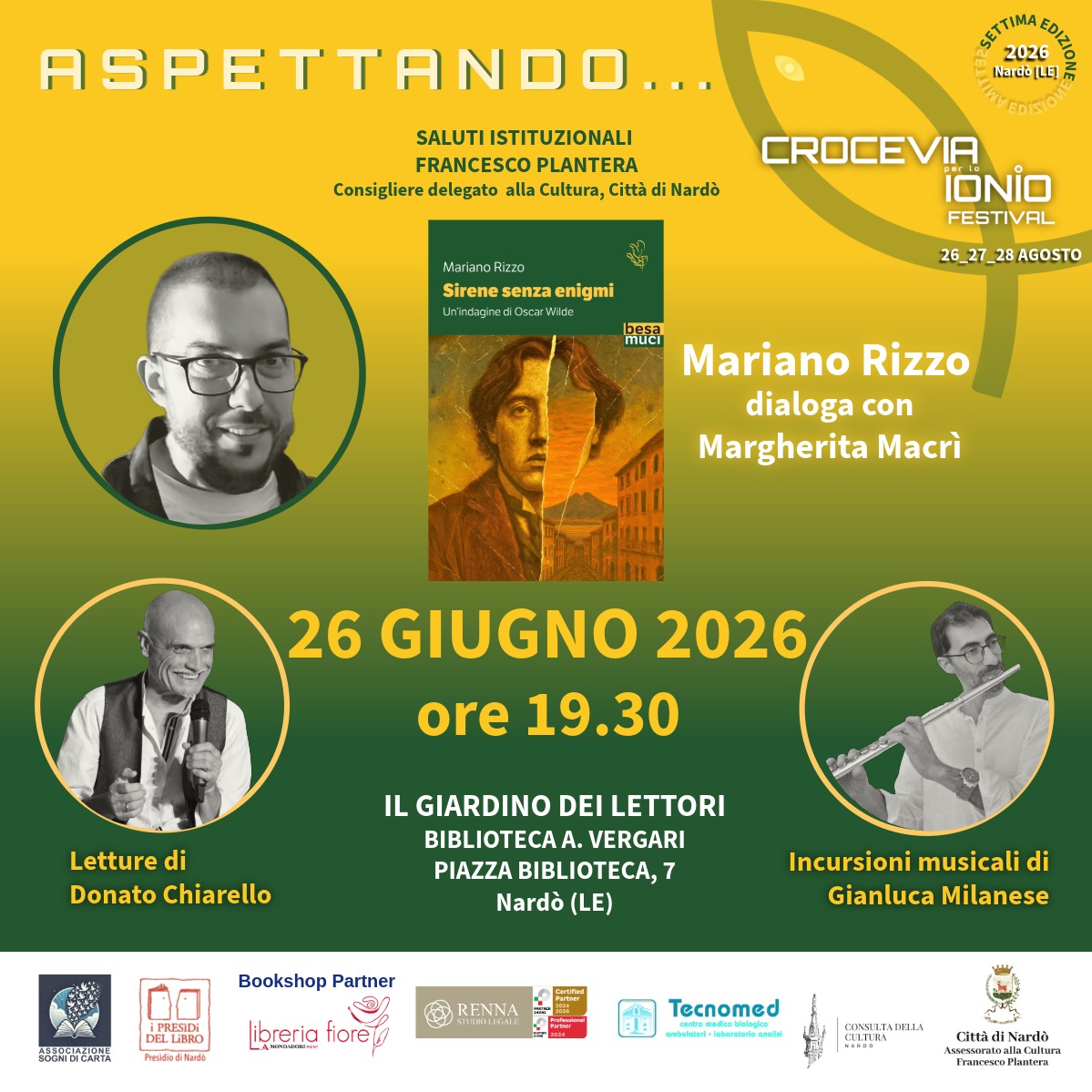 Locandina: Aspettando... Crocevia per lo Ionio Festival, Mariano Rizzo presenta Sirene senza enigmi